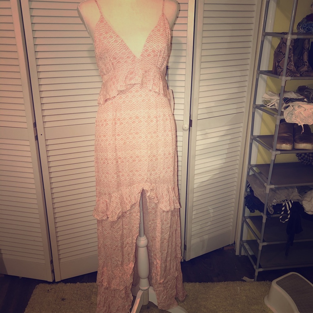 Cotton Candy coral pattern maxi dress